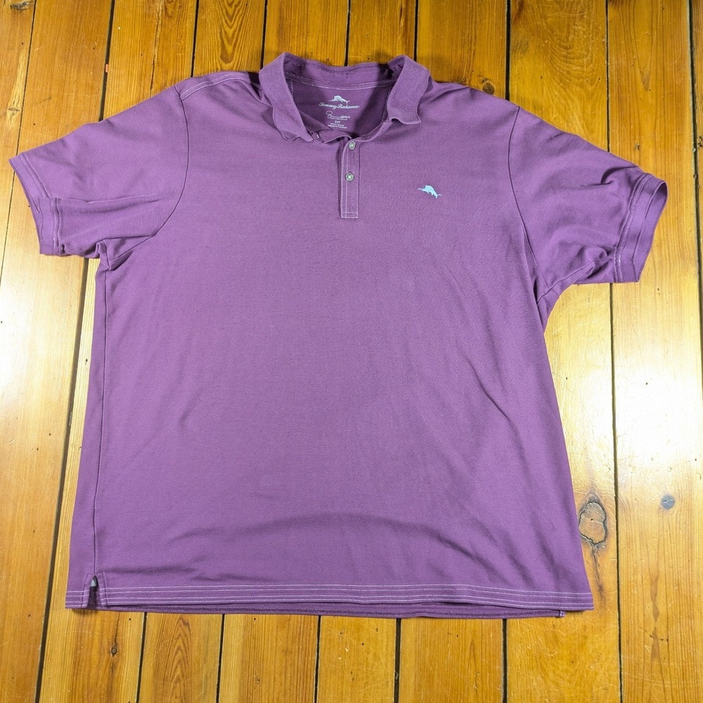 Tommy Bahama Men's 3XT Polo Shirt Purple Supima Cotton Short Sleeve Golf Travel